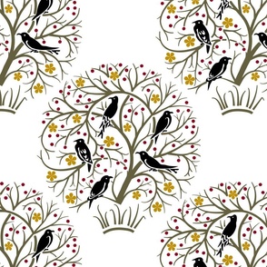 British Arts and Crafts Charle Voysey Black Birds in Tree 