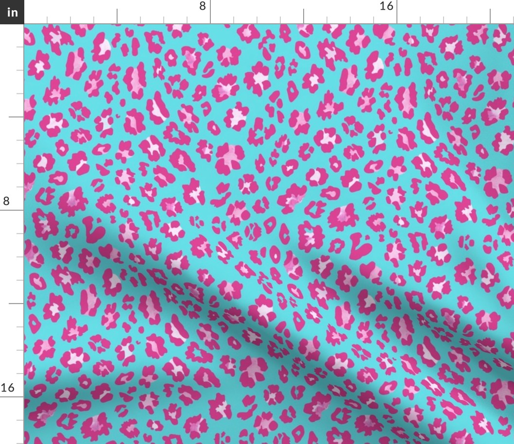 Leopard Luxe - Hot Pink on Turquoise