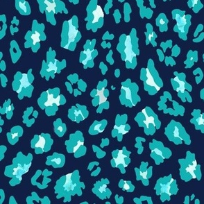 Leopard Luxe - Teal on Navy 