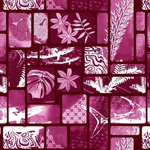 Tropical Fusion shades of pink and white blockprint. Hawaiian Style - medium scale