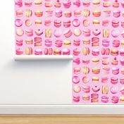 French Macaron Pink Pastel Watercolor Pattern