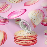 French Macaron Pink Pastel Watercolor Pattern