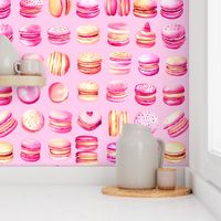 French Macaron Pink Pastel Watercolor Pattern