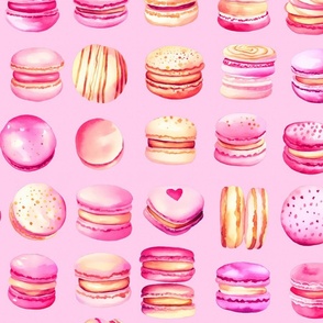 French Macaron Pink Pastel Watercolor Pattern