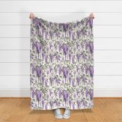 Wisteria Vines in Lavender Purple and Sage Green | Vintage Floral Hand Drawn Style Pattern