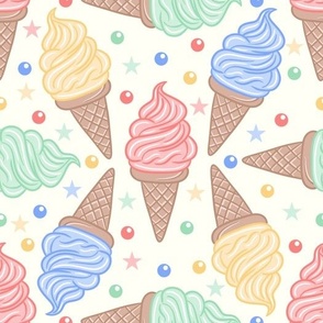 Sweet Treats Galore - Colorful Soft Serve Ice Cream & Sprinkles Pattern