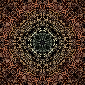 Intricate Mandala Floral Rust Browns and Gold