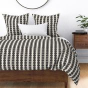 Large Black and Cream Ikat Stripe