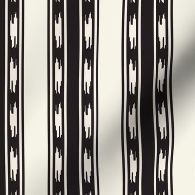 Large Black and Cream Ikat Stripe