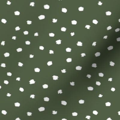 Spots in white and dark green - polka dots