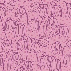 Pink fritillaries floral outline spots