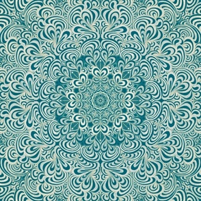 Intricate Mandala Floral Aqua Blue