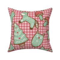 Forest Animal Cookies - red gingham check