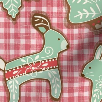 Forest Animal Cookies - red gingham check