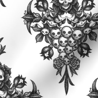 skullflower Damask - white