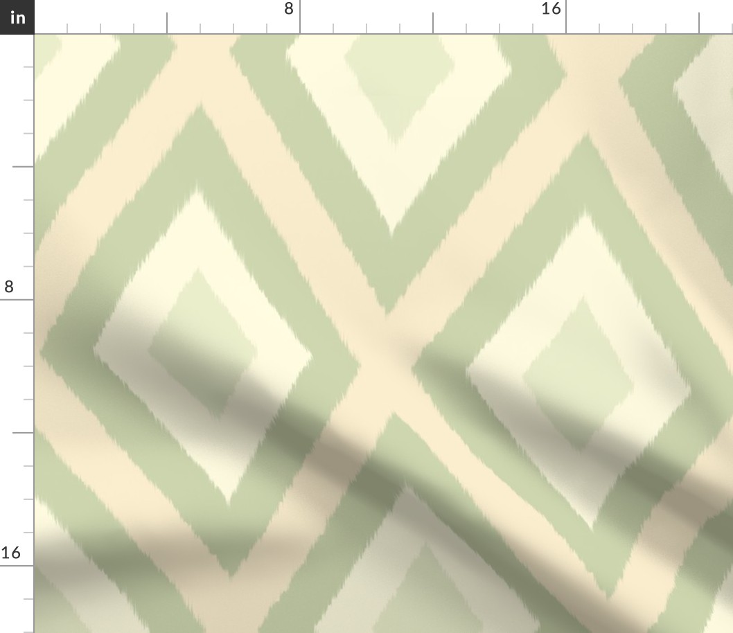 (M) Modern Sage Ikat Diamonds Print V1– Minimalist Geometric Design 