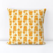 Beach toys- warm yellow on off white background - Large