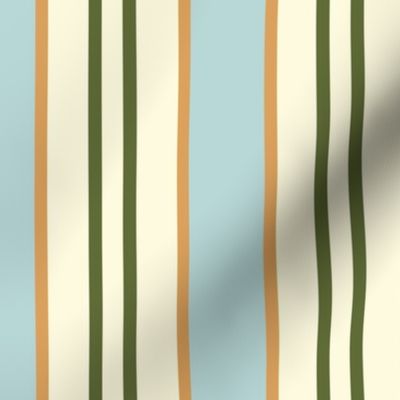 Regency stripes in light blue, cream, orange and green
