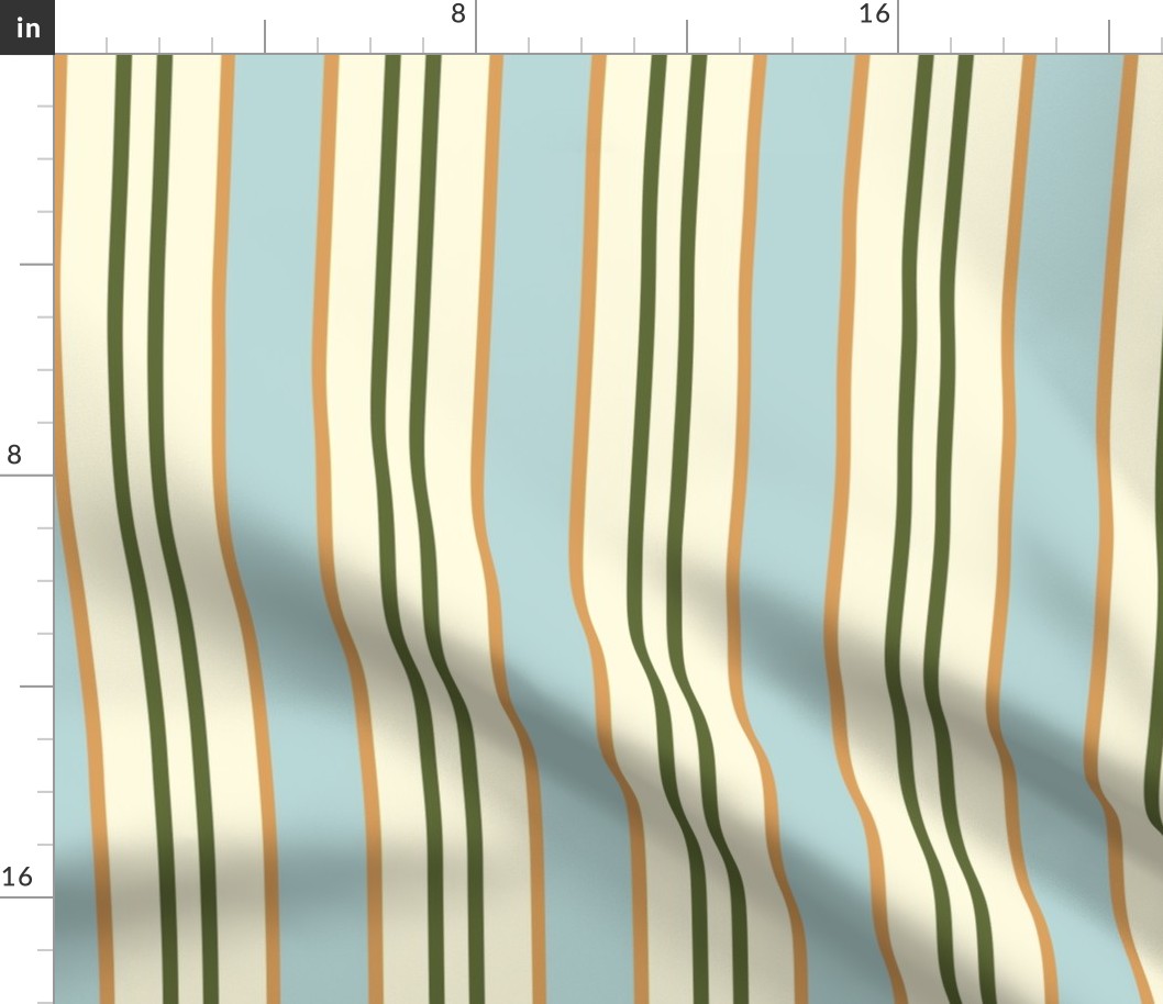 Regency stripes in light blue, cream, orange and green