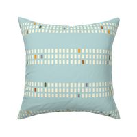 Rows of white dashes with colourful accents on light blue background - Large