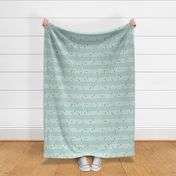 Rows of white dashes with colourful accents on light blue background - Large