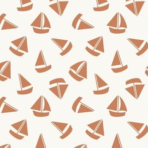 Small Sailboats tossed brown, neutrals 