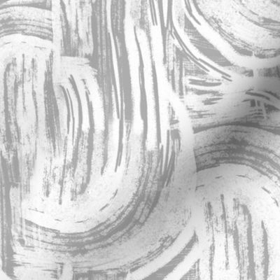 Abstract Curved Brushstrokes - Large Scale - Grey and White - Perfect for Metallic Wallpaper