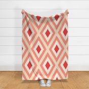 (L) Peach and Red Ikat Diamonds V1 – Geometric Design