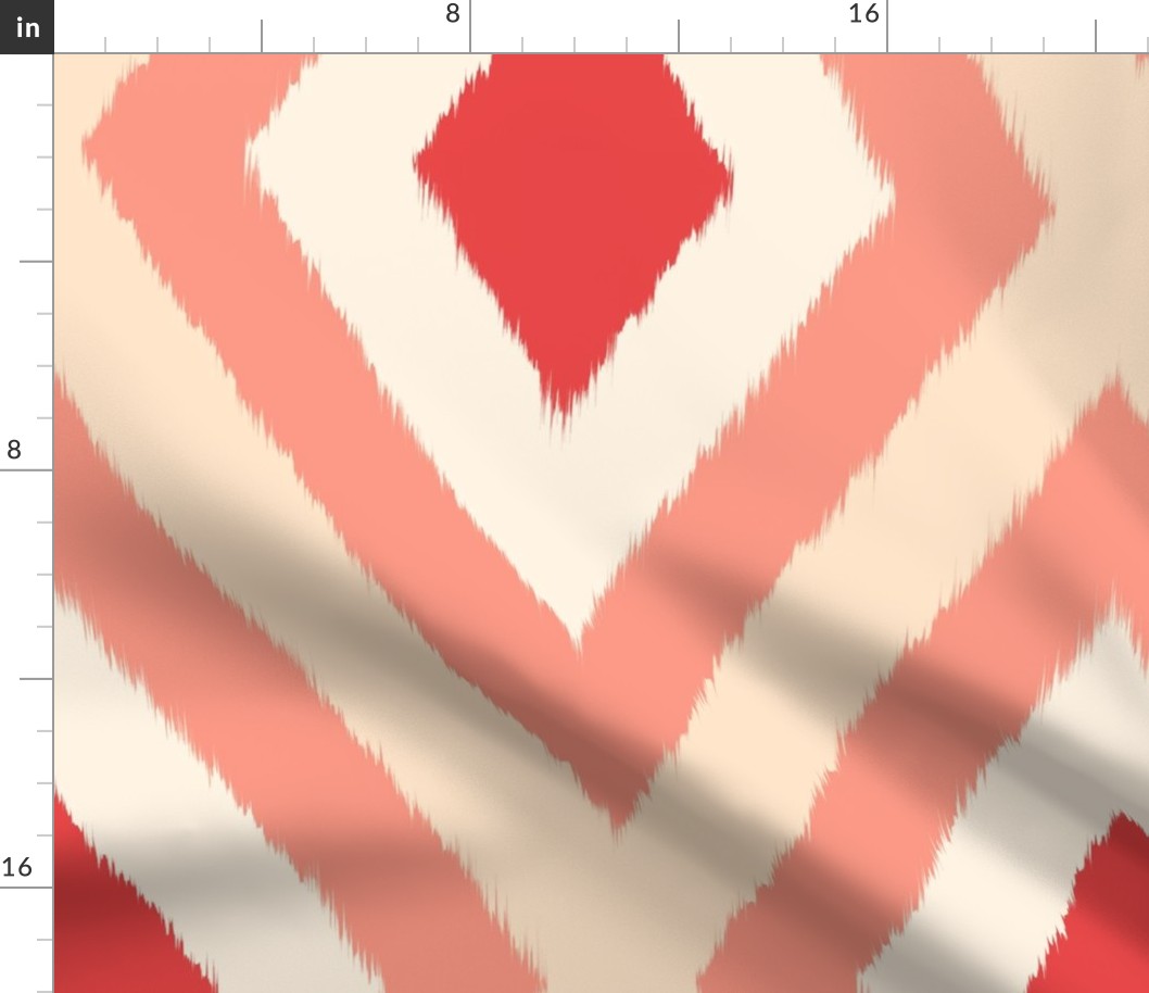 (L) Peach and Red Ikat Diamonds V1 – Geometric Design