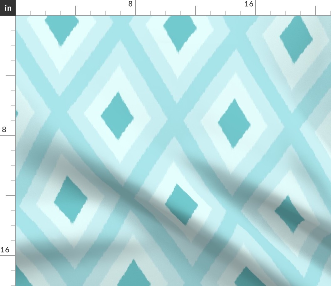 (S) Skye Blue Ikat Diamonds V1 – Monochrome Geometric Design  