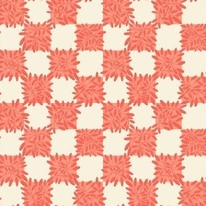 French Country Heritage Checks And Vines - Peachy Pink And Cream - Small - 3x3