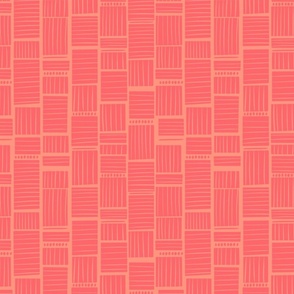 Monochrome Abstract Bamboo - Coral / Hot Pink