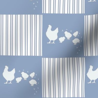 Chicken Patchwork with Ticking Stripe