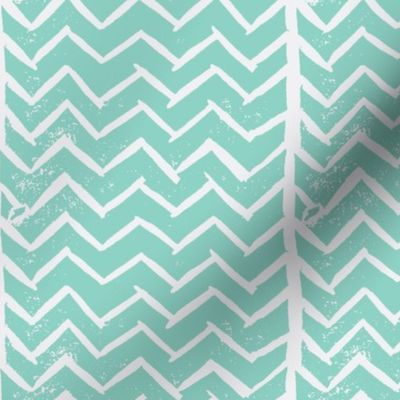 Chevron - Hand Carved Stamp - Med Turquiose