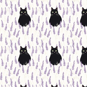 black cat and lavender