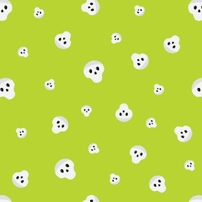 Mini – Cute Halloween Ghostly Skulls – Tossed Blender – Lime Green & White