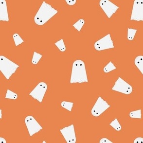 Mini – Cute Halloween Ghostly Ghosts – Boo! – Tossed Blender – Burnt Orange & White