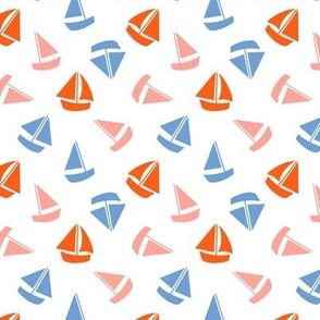 Small Summer sail boats pink, red, blue