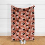 Fall Floral for Halloween with peach orange fabric //large 21x21