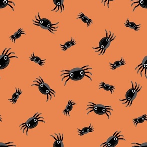Midi – Cute Halloween Spiders – Tossed Blender – Burnt Orange & Black