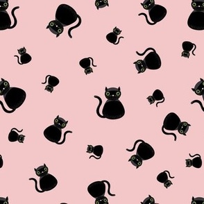 Mini – Cute Halloween Black Cats and Witch’s Cat – Tossed Blender – Black & Baby Pink