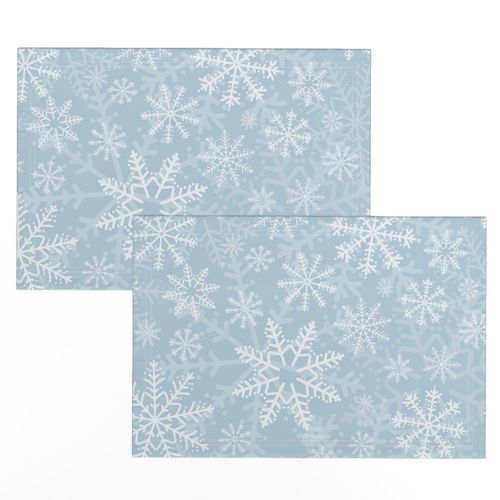 Midi - Modern & Stylised Layered Christmas Festive Snowflakes - Cold Baby Blue & Winter White