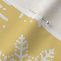 Large - Modern & Stylised Layered Festive Christmas Snowflakes - Soft Golden Yellow & Winter White