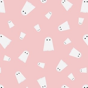 Mini – Cute Halloween Ghostly Ghosts – Boo! – Tossed Blender – Rose Quartz Pink & White