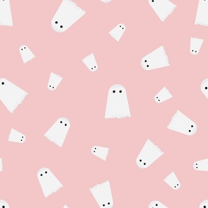 Midi – Cute Halloween Ghostly Ghosts – Boo! – Tossed Blender – Rose Quartz Pink & White