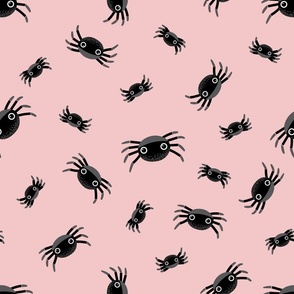 Midi – Cute Halloween Spiders – Tossed Blender – Baby Pink & Black