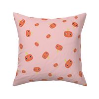 Midi – Cute Halloween Pumpkins & Jack O Lanterns – Tossed Blender – Orange & Baby Pink