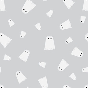 Midi – Cute Halloween Ghostly Ghosts – Boo! – Tossed Blender – Silver Gray & White