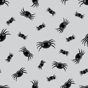 Midi – Cute Halloween Spiders – Tossed Blender – Silver Gray & Black