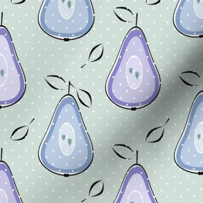 lilac blue pears retro polka dot pattern